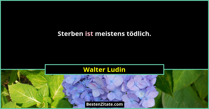 Sterben ist meistens tödlich.... - Walter Ludin
