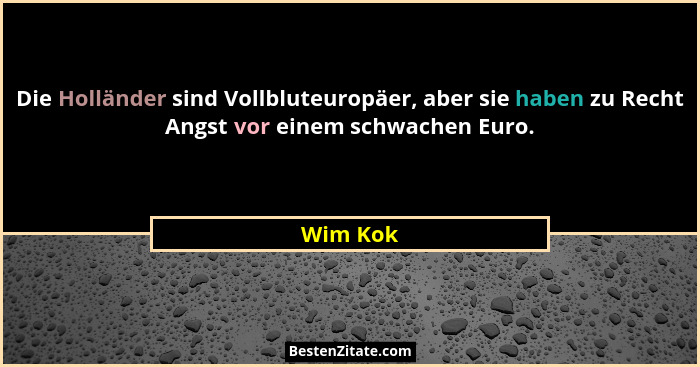 Die Holländer sind Vollbluteuropäer, aber sie haben zu Recht Angst vor einem schwachen Euro.... - Wim Kok
