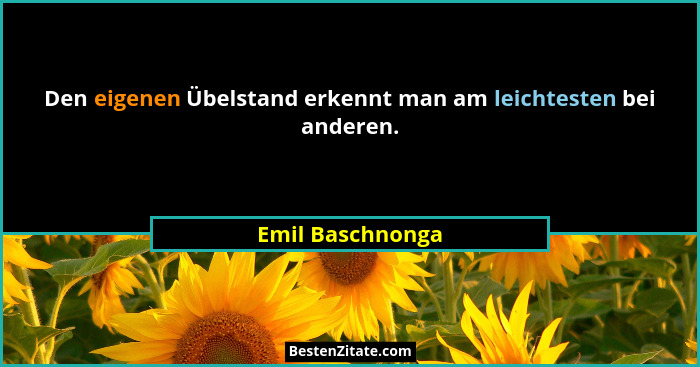 Den eigenen Übelstand erkennt man am leichtesten bei anderen.... - Emil Baschnonga