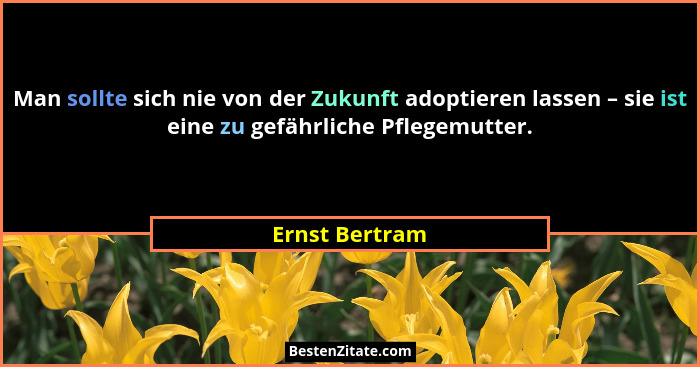 Man sollte sich nie von der Zukunft adoptieren lassen – sie ist eine zu gefährliche Pflegemutter.... - Ernst Bertram