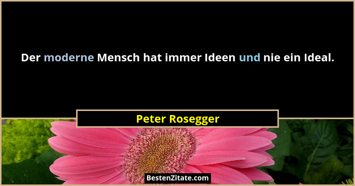 Der moderne Mensch hat immer Ideen und nie ein Ideal.... - Peter Rosegger