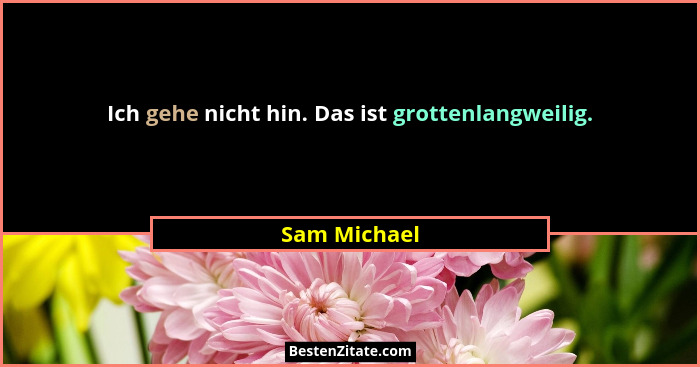 Ich gehe nicht hin. Das ist grottenlangweilig.... - Sam Michael