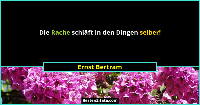 Die Rache schläft in den Dingen selber!... - Ernst Bertram