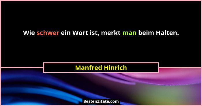 Wie schwer ein Wort ist, merkt man beim Halten.... - Manfred Hinrich