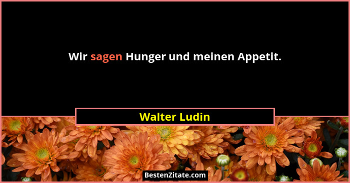 Wir sagen Hunger und meinen Appetit.... - Walter Ludin