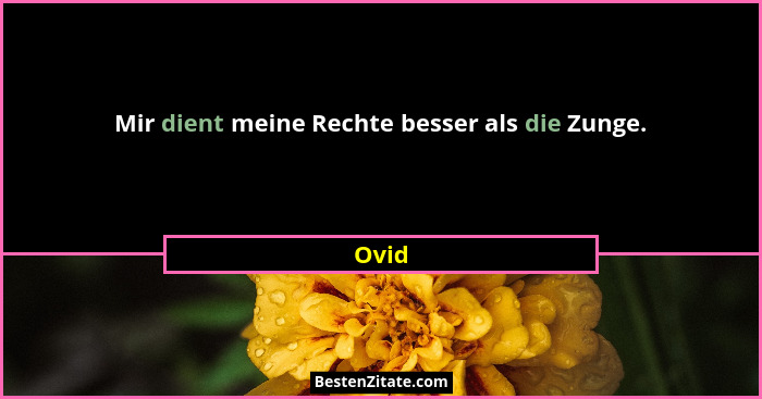 Mir dient meine Rechte besser als die Zunge.... - Ovid