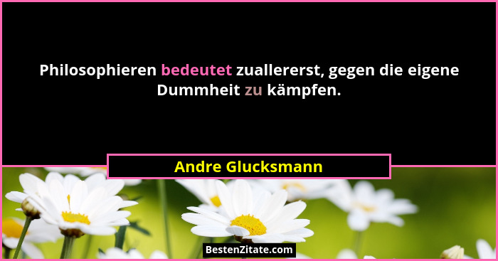 Philosophieren bedeutet zuallererst, gegen die eigene Dummheit zu kämpfen.... - Andre Glucksmann