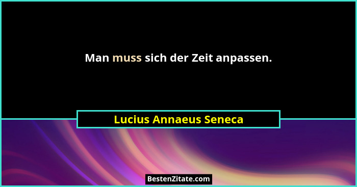 Man muss sich der Zeit anpassen.... - Lucius Annaeus Seneca