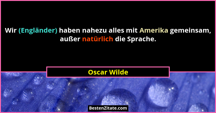 Wir (Engländer) haben nahezu alles mit Amerika gemeinsam, außer natürlich die Sprache.... - Oscar Wilde