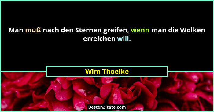Man muß nach den Sternen greifen, wenn man die Wolken erreichen will.... - Wim Thoelke