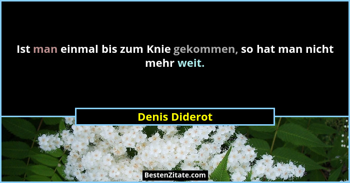 Ist man einmal bis zum Knie gekommen, so hat man nicht mehr weit.... - Denis Diderot