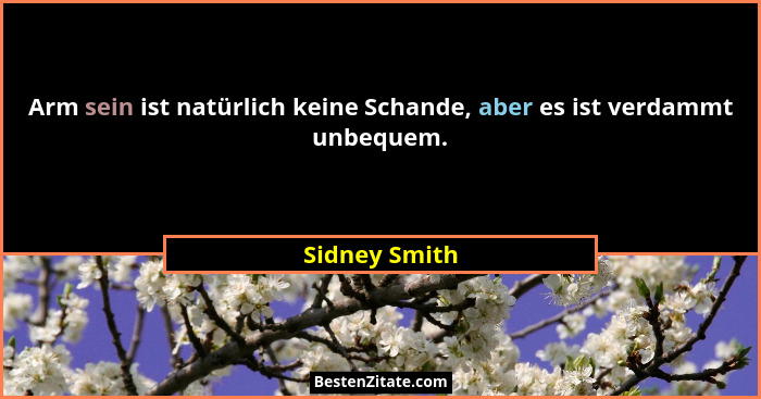 Arm sein ist natürlich keine Schande, aber es ist verdammt unbequem.... - Sidney Smith