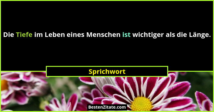 Die Tiefe im Leben eines Menschen ist wichtiger als die Länge.... - Sprichwort