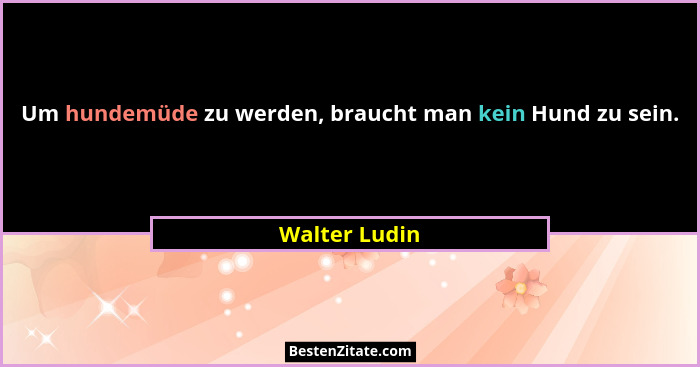 Um hundemüde zu werden, braucht man kein Hund zu sein.... - Walter Ludin