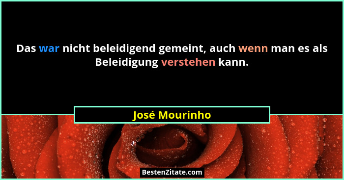 Das war nicht beleidigend gemeint, auch wenn man es als Beleidigung verstehen kann.... - José Mourinho