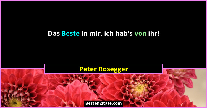 Das Beste in mir, ich hab's von ihr!... - Peter Rosegger
