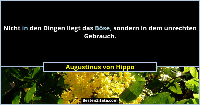 Nicht in den Dingen liegt das Böse, sondern in dem unrechten Gebrauch.... - Augustinus von Hippo