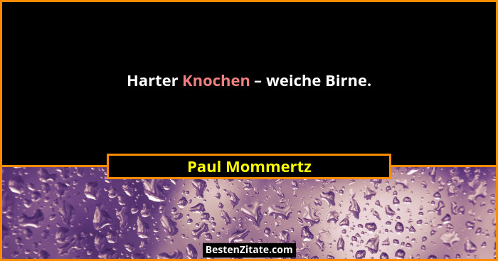 Harter Knochen – weiche Birne.... - Paul Mommertz