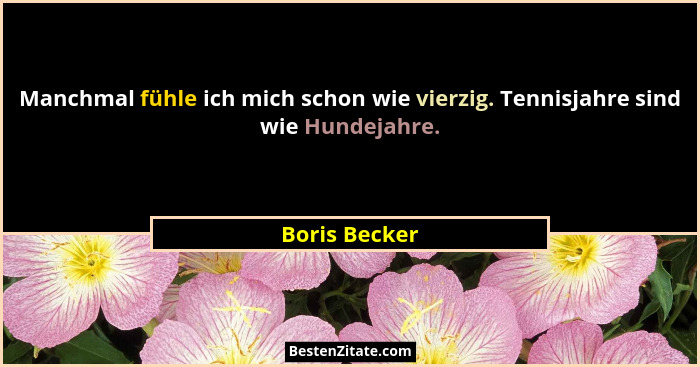 Manchmal fühle ich mich schon wie vierzig. Tennisjahre sind wie Hundejahre.... - Boris Becker