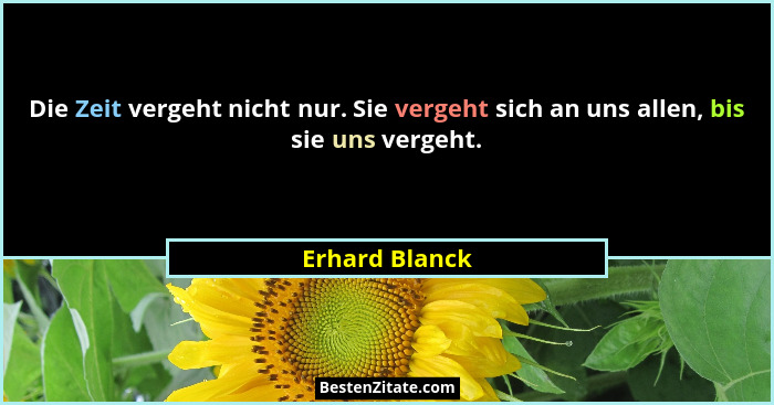 Die Zeit vergeht nicht nur. Sie vergeht sich an uns allen, bis sie uns vergeht.... - Erhard Blanck