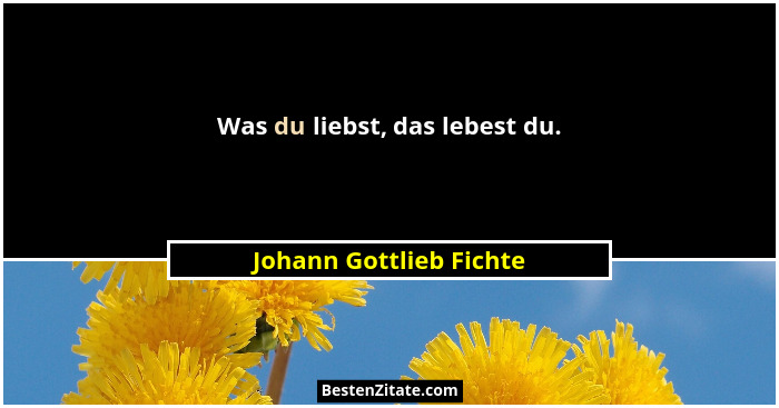 Was du liebst, das lebest du.... - Johann Gottlieb Fichte
