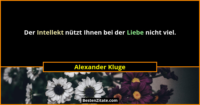 Der Intellekt nützt Ihnen bei der Liebe nicht viel.... - Alexander Kluge