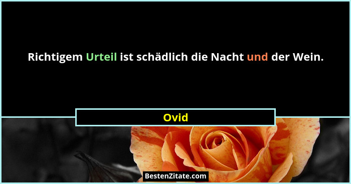 Richtigem Urteil ist schädlich die Nacht und der Wein.... - Ovid