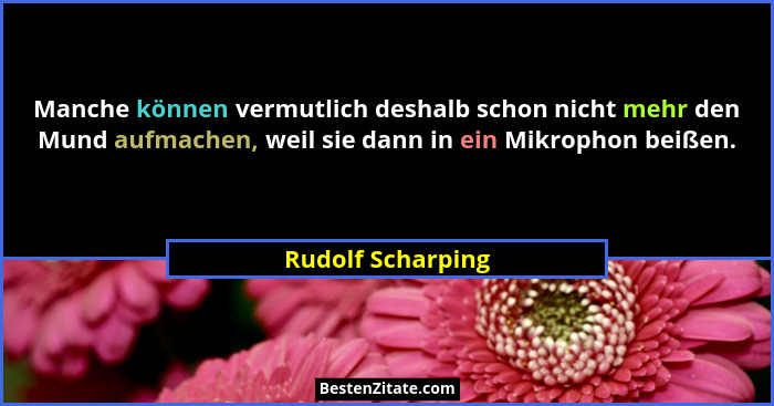 Manche können vermutlich deshalb schon nicht mehr den Mund aufmachen, weil sie dann in ein Mikrophon beißen.... - Rudolf Scharping