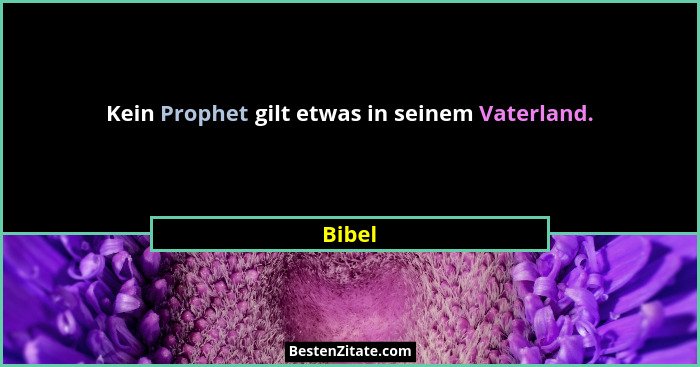 Kein Prophet gilt etwas in seinem Vaterland.... - Bibel