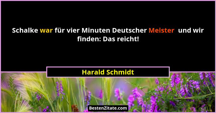 Schalke war für vier Minuten Deutscher Meister  und wir finden: Das reicht!... - Harald Schmidt