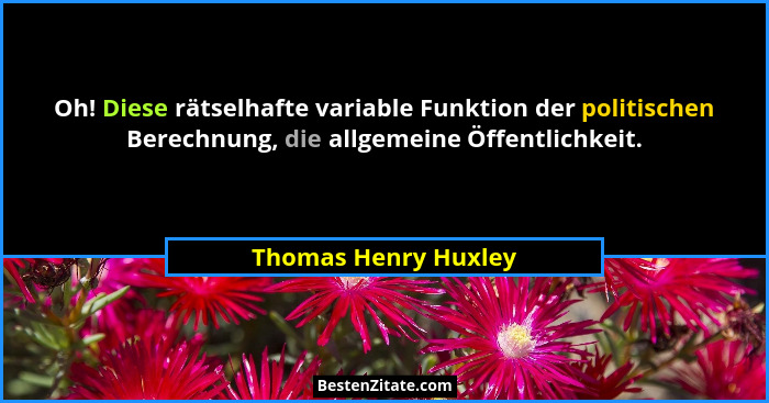 Oh! Diese rätselhafte variable Funktion der politischen Berechnung, die allgemeine Öffentlichkeit.... - Thomas Henry Huxley