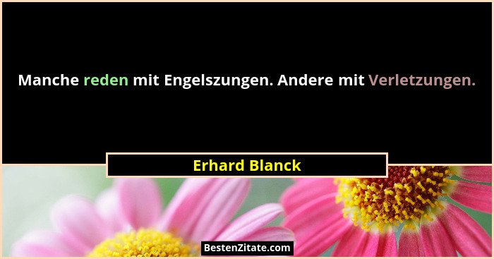 Manche reden mit Engelszungen. Andere mit Verletzungen.... - Erhard Blanck