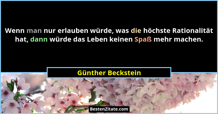 Wenn man nur erlauben würde, was die höchste Rationalität hat, dann würde das Leben keinen Spaß mehr machen.... - Günther Beckstein