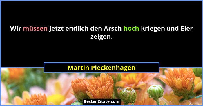 Wir müssen jetzt endlich den Arsch hoch kriegen und Eier zeigen.... - Martin Pieckenhagen