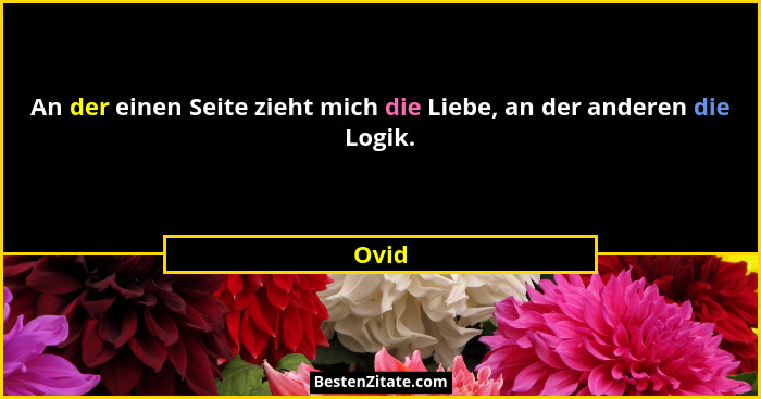 An der einen Seite zieht mich die Liebe, an der anderen die Logik.... - Ovid