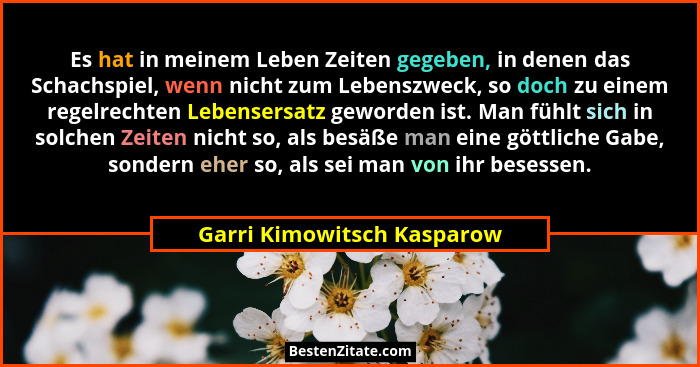 Es hat in meinem Leben Zeiten gegeben, in denen das Schachspiel, wenn nicht zum Lebenszweck, so doch zu einem regelrechten... - Garri Kimowitsch Kasparow