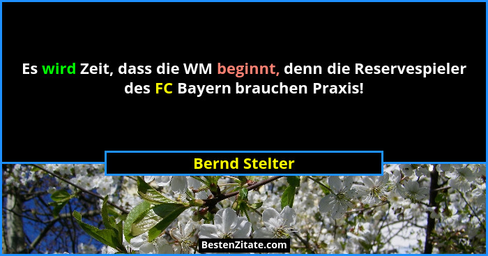 Es wird Zeit, dass die WM beginnt, denn die Reservespieler des FC Bayern brauchen Praxis!... - Bernd Stelter