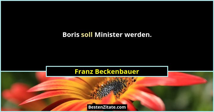Boris soll Minister werden.... - Franz Beckenbauer