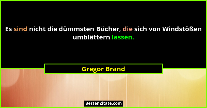 Es sind nicht die dümmsten Bücher, die sich von Windstößen umblättern lassen.... - Gregor Brand