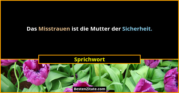 Das Misstrauen ist die Mutter der Sicherheit.... - Sprichwort