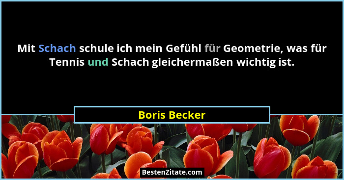 Mit Schach schule ich mein Gefühl für Geometrie, was für Tennis und Schach gleichermaßen wichtig ist.... - Boris Becker
