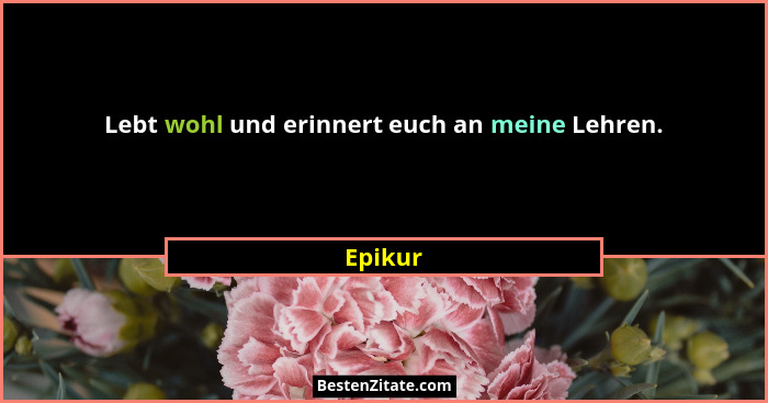 Lebt wohl und erinnert euch an meine Lehren.... - Epikur