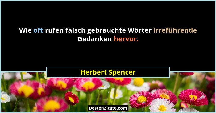 Wie oft rufen falsch gebrauchte Wörter irreführende Gedanken hervor.... - Herbert Spencer