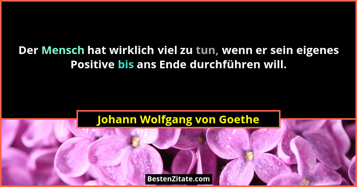 Der Mensch hat wirklich viel zu tun, wenn er sein eigenes Positive bis ans Ende durchführen will.... - Johann Wolfgang von Goethe