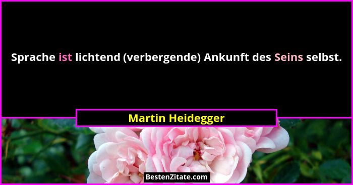 Sprache ist lichtend (verbergende) Ankunft des Seins selbst.... - Martin Heidegger