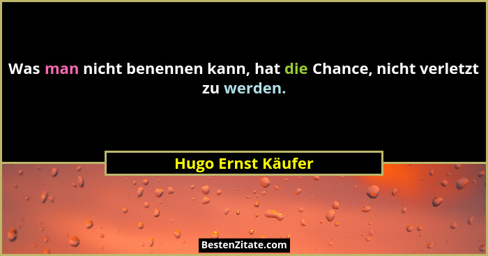 Was man nicht benennen kann, hat die Chance, nicht verletzt zu werden.... - Hugo Ernst Käufer