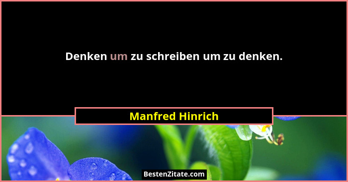 Denken um zu schreiben um zu denken.... - Manfred Hinrich