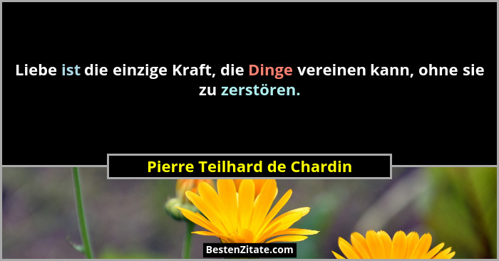 Liebe ist die einzige Kraft, die Dinge vereinen kann, ohne sie zu zerstören.... - Pierre Teilhard de Chardin