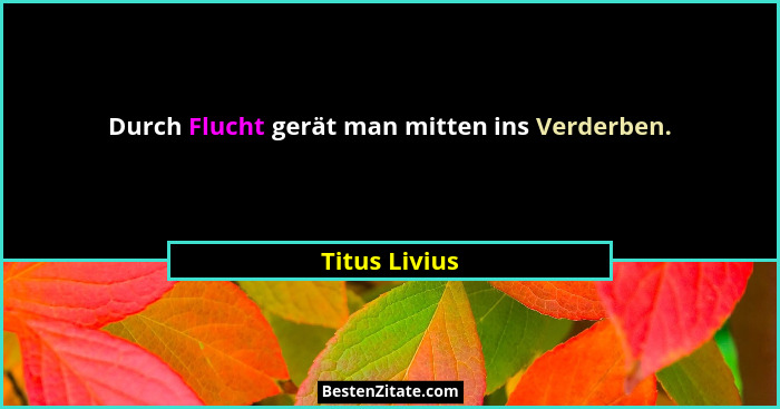 Durch Flucht gerät man mitten ins Verderben.... - Titus Livius