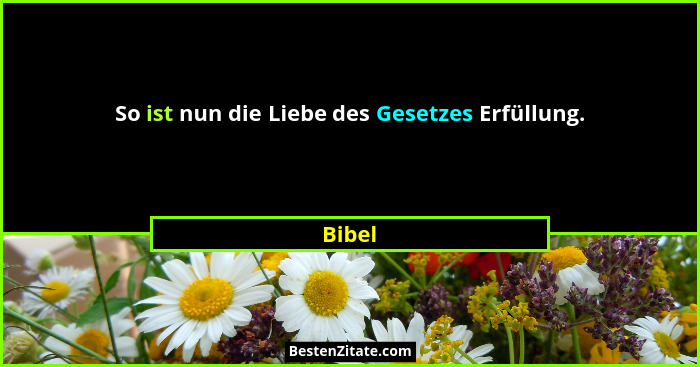 So ist nun die Liebe des Gesetzes Erfüllung.... - Bibel